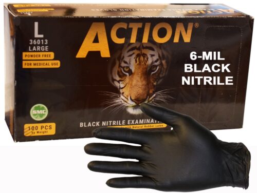 1st Choice Premium Black Nitrile Disposable Gloves – 6 Mil, Textured, Powder-Free, Case Of 1000 (10 Boxes X 100)