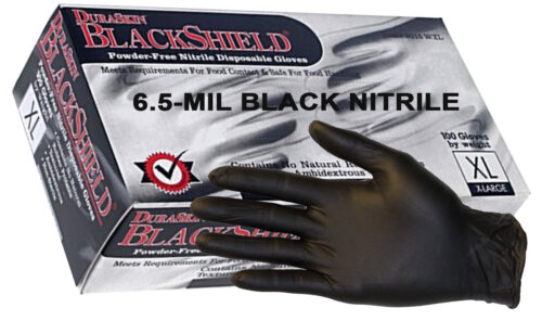 DuraSkin® BlackShield® Heavy Duty 6.5-MIL Black Nitrile Gloves (Case) – ITEM# 2016BKT