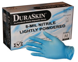 DuraSkin® (POWDERED) Heavy Duty 8-MIL Blue Nitrile Gloves (Case) – ITEM# 2008W