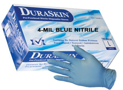 DuraSkin® 4-MIL Blue Nitrile Disposable Gloves (Case) – ITEM# T2010WC
